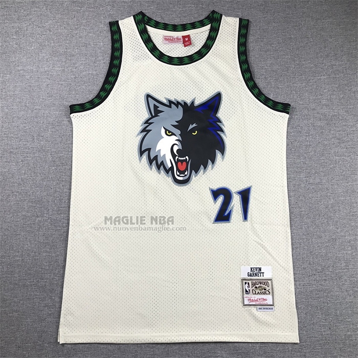 Maglia
 Kevin Garnett NO 21 Minnesota Timberwolves Mitchell & Ness Chainstitch Crema
